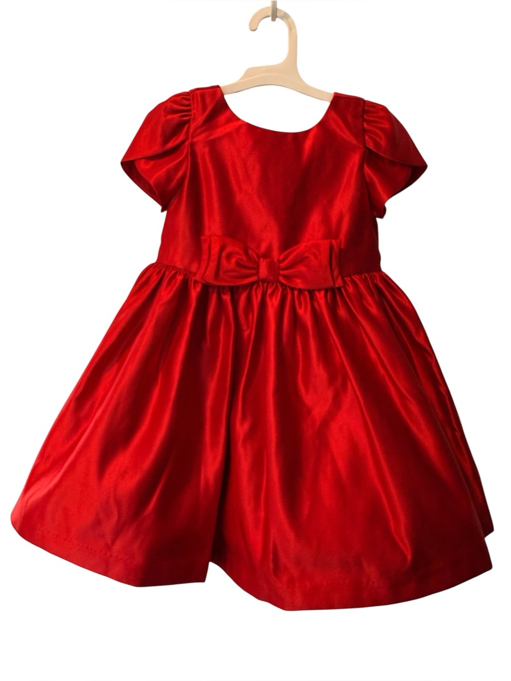 Janie & Jack Red Satin Bow-Front Party Dress Size 4